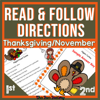 Preview of Read & Color Reading Comprehension - Following Directions - November Thanksgi