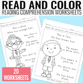 Read and Color Reading Comprehension Worksheets - Grade 1 