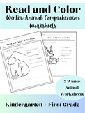 Read and Color | Winter Animals | Kinder + First Grade Com