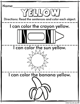 Preview of Read and Color Yellow Activity Sheet
