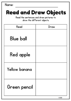 Preview of Read and Draw Different Specific Objects (PreK-1)
