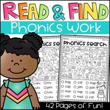 Preview of Read and Find Phonics I Spy Worksheets - CVC, Long Vowels, Digraphs and More!