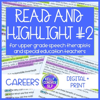 Preview of Read and Highlight Comprehension Activities for older students - SLP & SPED