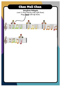 Preview of Read and Play Music Around the World (5 Simplified Color-Coded Songs)
