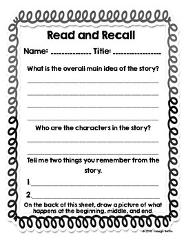 Read and Recall Comprehension Worksheets by A Classy Battle | TpT