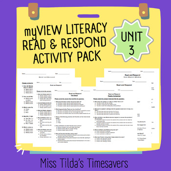 Preview of Read and Respond Activity Pack - myView Literacy 4 Unit 3