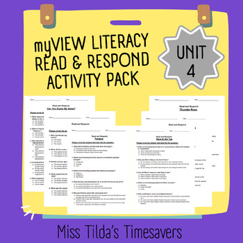 Preview of Read and Respond Activity Pack - myView Literacy 4 Unit 4