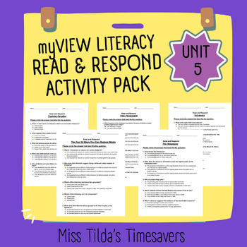 Preview of Read and Respond Activity Pack - myView Literacy 4 Unit 5