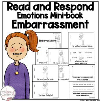 Preview of Read and Respond Emotions Mini book Embarrassment Embarrassed SEL