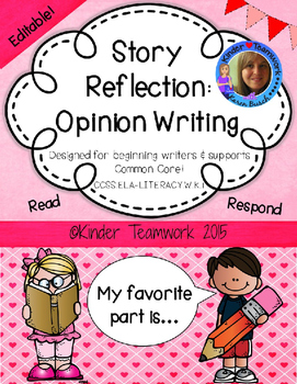 Preview of Opinion Writing for Kindergarten; My Favorite Part ~EDITABLE~