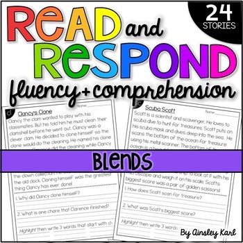 Preview of Phonics Reading Passages - Fluency and Comprehension - Beginning Blends