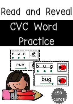 Preview of Read and Reveal Cards Decodable Segmenting & Blending Sounds Reading CVC Words