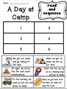 Read and Sequence Going Camping by Sarah Paul | Teachers Pay Teachers
