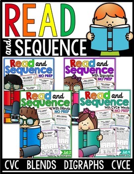 Preview of Read and Sequence (The Bundle) CVC, CVCe, Blends and Digraphs