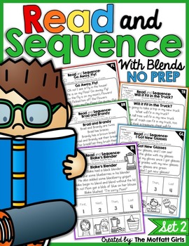 Preview of Read and Sequence with Blends NO PREP Set 2 Google Slide Ready