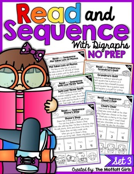 Preview of Read and Sequence with Digraphs NO PREP Set 3 Google Slide Ready