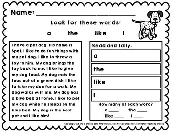 Read and Tally Sight Word Practice by Sara Ipatenco | TpT
