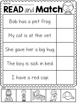 Read and Match Worksheet Pack by My Teaching Pal | TpT