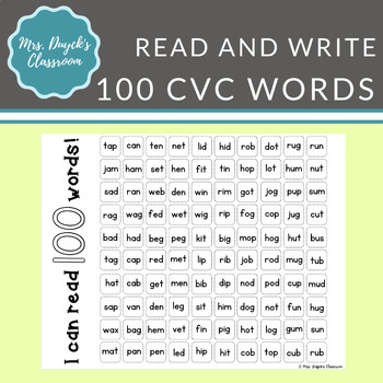 Preview of Read and Write 100 CVC Words!