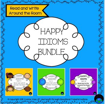 Preview of Read and Write Around the Room Happy Idioms Bundle