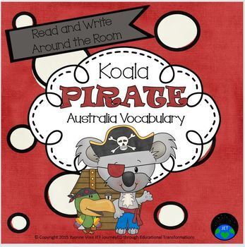 Preview of Read and Write Around the Room Koala Pirate Australia Vocabulary