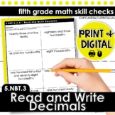 Read and Write Decimals Worksheets for 5th Grade Math