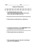 Read and Write Numbers Activity with Rubric