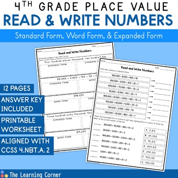Preview of Read and Write Numbers in Standard Form Word Form and Expanded Form Worksheet