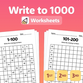 Preview of Read and Write Numbers to 1000 Worksheets | 1st & 2nd Grade Write to 1000