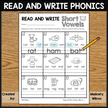 Preview of Read and Write Phonics Worksheets Practice Worksheets Short Vowels A E I O U