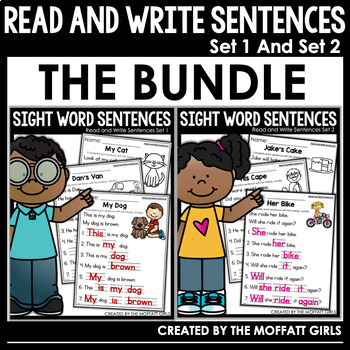 Preview of Read and Write Sight Word Sentences Set 1 and 2 (The Bundle) Google Classroom