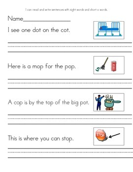 read and write sentences with short o words by ms hameister tpt