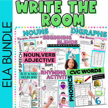 Preview of Read & Write the Room BUNDLE Blends Digraphs Parts of Speech CVC Words Rhyming