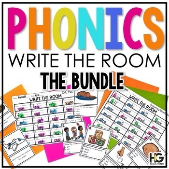 Preview of Read and Write the Room Decodable Phonics Task Cards for Reading Fluency
