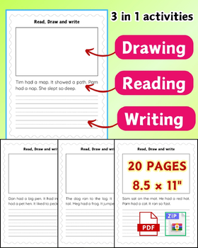 Preview of Read and color activity, writing practices , read and drawing for kids
