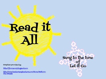 Preview of "Read it All" Summer Reading Song for Classroom or Library (Frozen Let it Go)