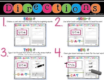 cvc word practice medial u words read bead type wipe by jungle