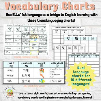 Preview of Read it, Translate it, Draw it, Write with it-ESL/ELL Vocabulary Charts