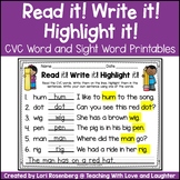 Read it! Write it! Highlight it! {CVC Words and Sight Word