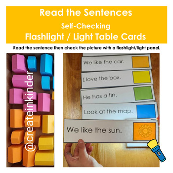 Preview of Read the Sentences Self-Checking Flashlight / Light Table Cards
