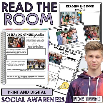 Preview of Read the room social skills activities and social situational awareness SEL