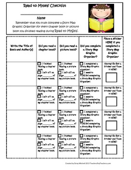 Preview of Read to Myself Checklist for Daily 5 Folder Monitor Comprehension of Fictional