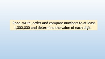 Preview of Read, write, order and compare numbers to at least 1,000,000