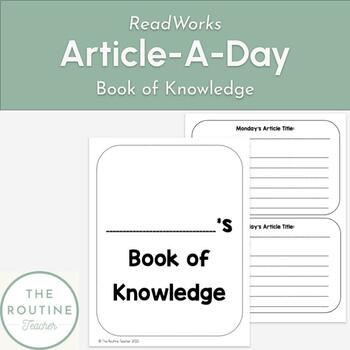 Preview of ReadWorks Article a Day: "Book of Knowledge" Writing Response Journal