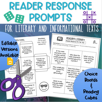 Preview of Reader Response Prompts- Cubes & Choice Boards