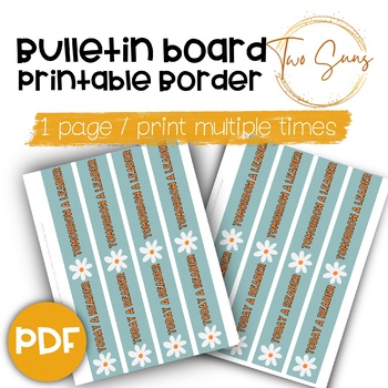 Preview of Reader Themed Large Bulletin Board Border, Printable Border, PDF Format