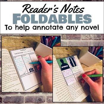 Preview of Reader's Notes Foldable sheets for annotating any novel, grades 6-12
