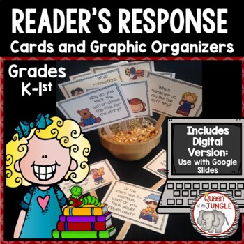 Preview of Reader's Response Cards Graphic Organizer Sheets Kinder 1st | Print and Google 