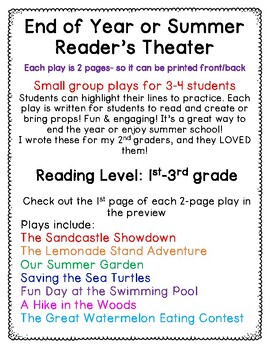 Preview of Reader's Theater: 7 Plays Elementary Grades with a summer theme