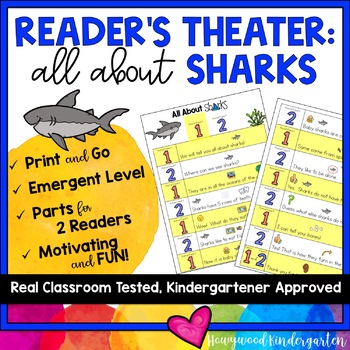 Preview of Reader's Theater: All About Sharks . Designed For Emergent Readers . 2 parts